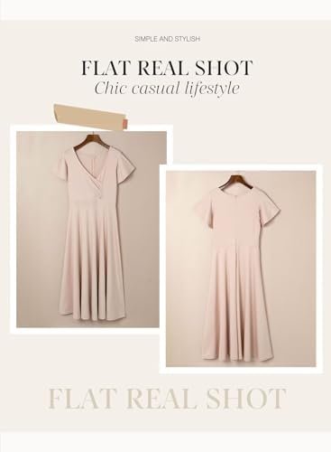 Dokotoo Women's V Neck Elegant Party Dress Short Sleeve Skat...