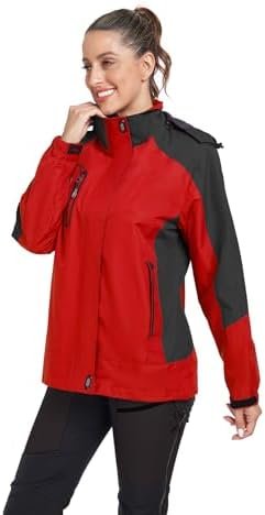 Women's Waterproof Rain Jacket with Detachable Hood Lightwei...