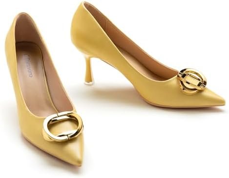 C.Paravano Women's Square Buckle Stiletto Pumps-Professional...