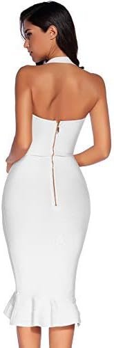 Womens Halter Fishtail Bandage Party Dress Elegant Wedding G...