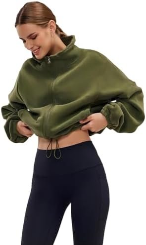 Womens Winter Jacket Fleece Jacket Sherpa Cropped Oversized ...