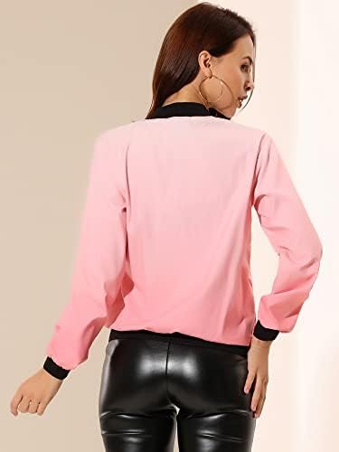 Allegra K Women's Casual Zip Up Bomber Jacket Windbreaker Ou...