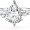 EAMTI 2CT 925 Sterling Silver Engagement Rings Pear Cut Wedd...