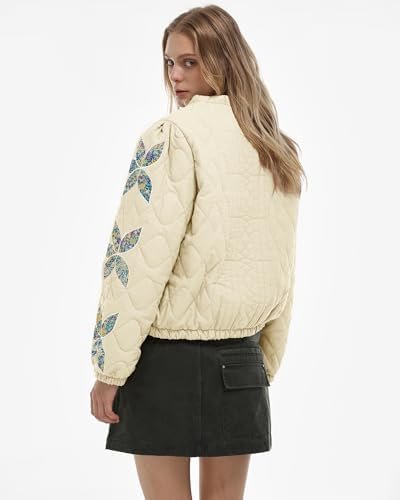 Locachy Women's Casual Cropped Puffer Jacket Lightweight Flo...