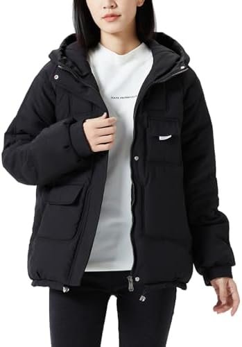 JiangWu Women's Winter Thickened Hooded Cotton Coat Windproo...