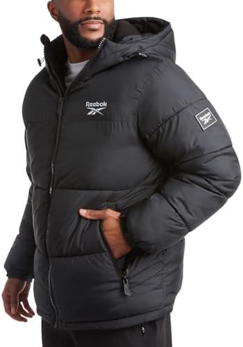 Reebok Men's Puffer Jacket - Heavyweight Quilted Puffer Coat...
