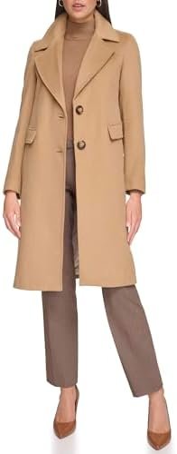 Calvin Klein Women's Full-Length Buttoned Wool Coat (Petite,... Calvin Klein Women's Full-Length Buttoned Wool Coat (Petite,...