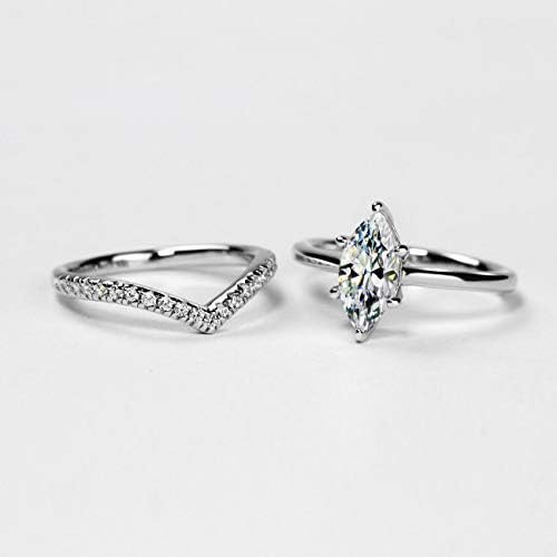 Michooyel S925 1.5ct Marquise Cut 2in1 Engagement Rings For ...
