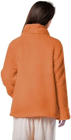 LA CERA Women's Fleece Bed Jacket - Stylish Notched Collar, ...