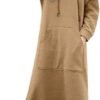 Womens Long Sleeve Hoodies Casual Maxi Length Hooded Dress w...
