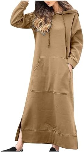 Womens Long Sleeve Hoodies Casual Maxi Length Hooded Dress w... Womens Long Sleeve Hoodies Casual Maxi Length Hooded Dress w...