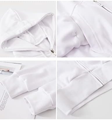 Hooever Womens Cute Workout Cropped Zip Up Drawstring Hoodie...