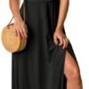 ANRABESS Women's Deep V Neck Short Sleeve Long Dresses Pleat...