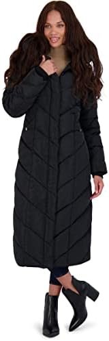 Steve Madden Women's Long Chevron Maxi Puffer Coat