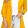 Unifizz Women's Ruched 3/4 Sleeve Blazers Open Front Lightwe...