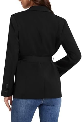 Womens Casual Blazers Long Sleeve Open Front Suit Wrap-Belte...