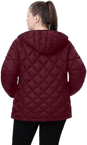 Plus Size Women's Packable Puffer Jacket 1X-5X Water-Resista...