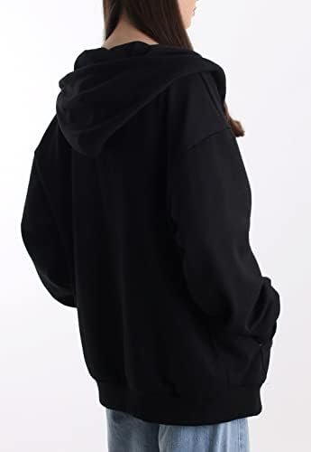 Oversized Women's Casual Full-Zip Hoodie Lightweight Long Sl...