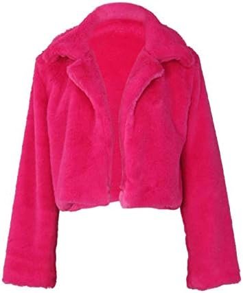 RAMOUG Womens Winter Outerwear Faux Fur Long Sleeve Crop Jac...
