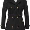 CREATMO US Women's Trench Coat Double-Breasted Classic Lapel...