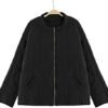 Womens Dolman Quilted Lightweight Jackets Full-zip Stand Col...
