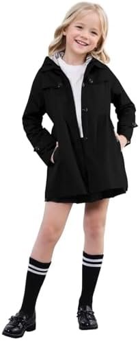 SANGTREE Girl's Waterproof Trench Coat Hooded Lightweight Ra...