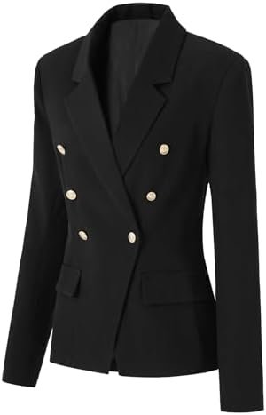 Vrtige Women's Casual Blazer Open Front Lapel Button Long Sl...