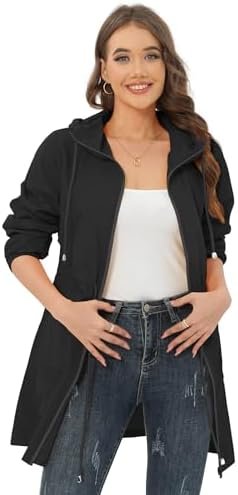 Rain Jacket for Women Waterproof with Hood Active Outdoor Lo...