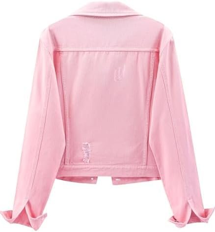 Kedera Womens Denim Jackets Distressed Ripped Long Sleeve Je...