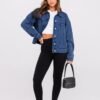 Glamaker Womens Oversized Jean Jacket Casual Long Sleeve But...