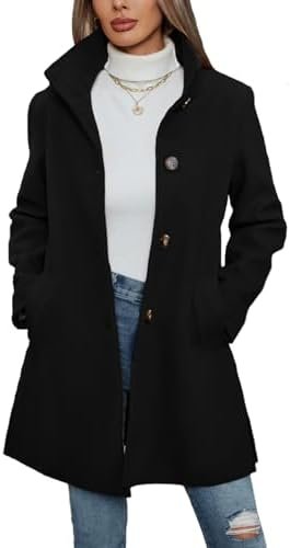 Jenkoon Women Single-Breasted A-Lined Winter Coat Mid Long W... Jenkoon Women Single-Breasted A-Lined Winter Coat Mid Long W...