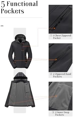 Pursky Women's Softshell Jacket Lightweight Fleece Lined Rai...