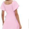 SAMPEEL Womens Summer Dresses Square Neck Puff Sleeve Tie Wa...