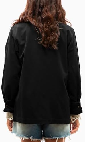Tankaneo Womens Oversized Casual Shirt Jackets Military Util...