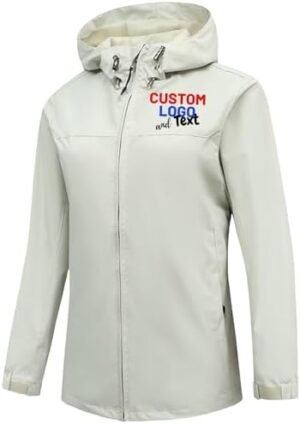 Womens Rain Jacket Custom with Logo Text Personalized Lightw... Womens Rain Jacket Custom with Logo Text Personalized Lightw...