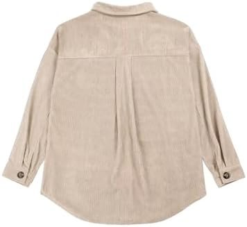 VICHYIE Womens Corduroy Shacket Blouses Button Down Shirts P...