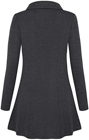 Miusey Womens Zip Up Tunic Sweatshirt Collar Neck Lightweigh...