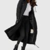 Marikoo Ladies’ Long Winter Coat with Hood & Detachable Faux...
