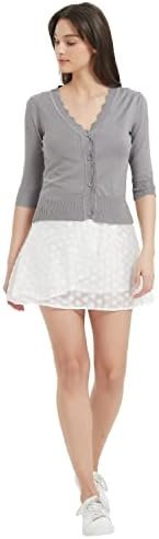 Women's Short Sleeve Cropped Cardigan Button Down Sweater Li...