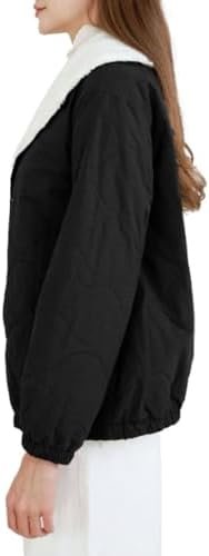 Amazhiyu Women's Sherpa-Lined Puffer Jacket Fleece Button Wi...