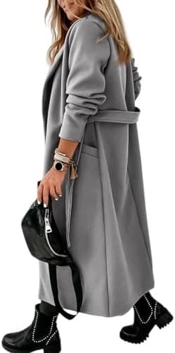 Tankaneo Womens Notched Lapel Collar Coats Open Front Long J...