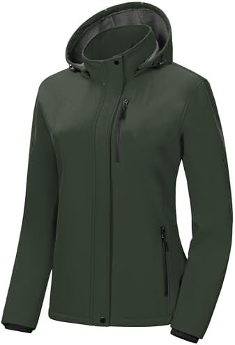 Pursky Women's Softshell Jacket Lightweight Fleece Lined Rai...