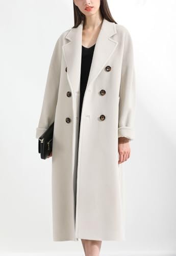chouyatou Women's Winter Double Breasted Wool Coat Business ...