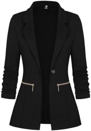 Genhoo Women's Long Sleeve Blazer Open Front Cardigan Jacket... Genhoo Women's Long Sleeve Blazer Open Front Cardigan Jacket...