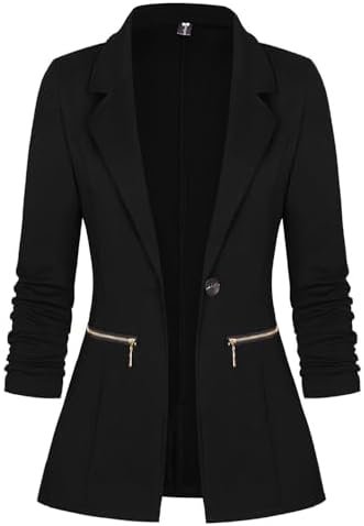 Genhoo Women's Long Sleeve Blazer Open Front Cardigan Jacket...