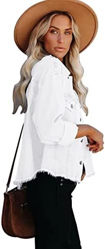 Jayscreate Women's Jean Denim Jacket Pockets Oversized Rippe...