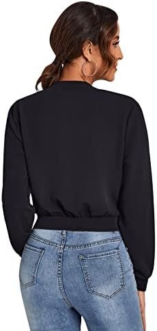 SweatyRocks Women's Casual Long Sleeve Solid Zip Up Coat Cro...