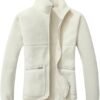 GIMECEN Women's Fuzzy Fleece Jacket Long Sleeve Zip Up Sherp...