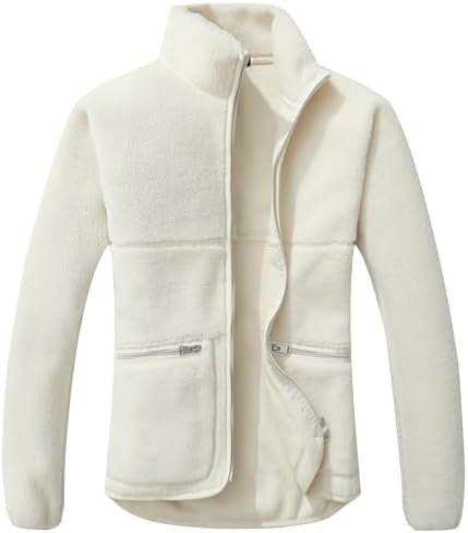 GIMECEN Women's Fuzzy Fleece Jacket Long Sleeve Zip Up Sherp...