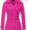 CREATMO US Women's Trench Coat Double-Breasted Classic Lapel...